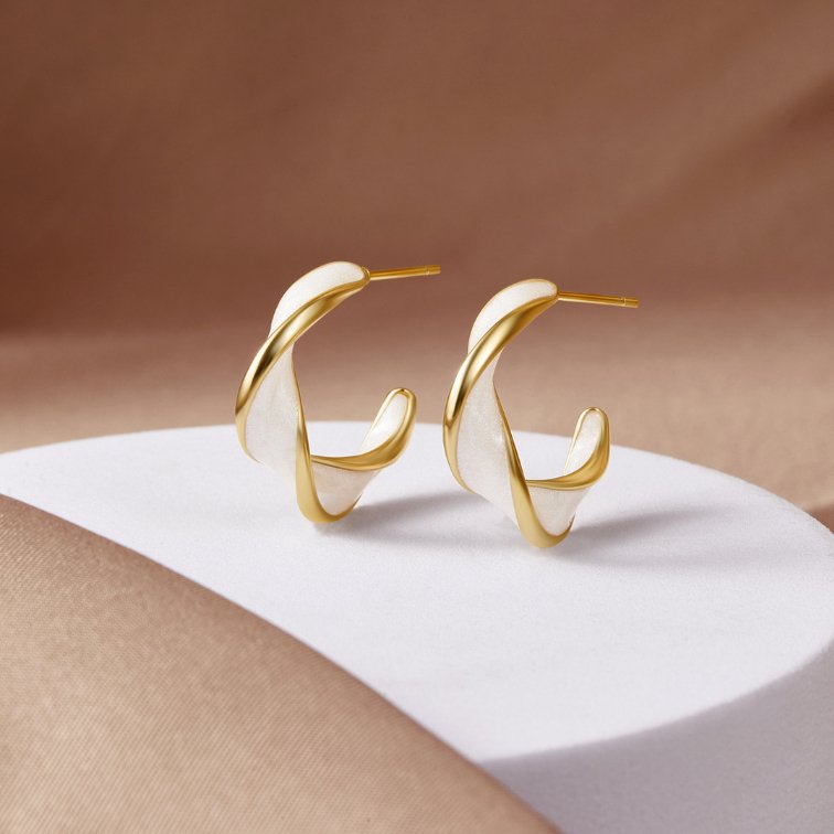 Maribelle – Mother of Pearl Twist Hoop Earrings