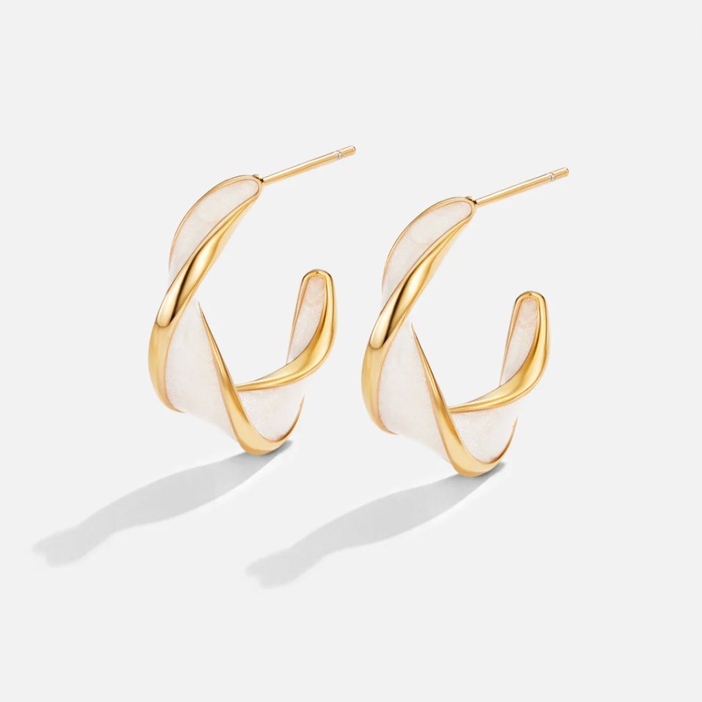 Maribelle – Mother of Pearl Twist Hoop Earrings
