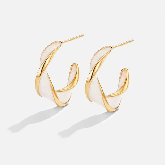 Maribelle – Mother of Pearl Twist Hoop Earrings