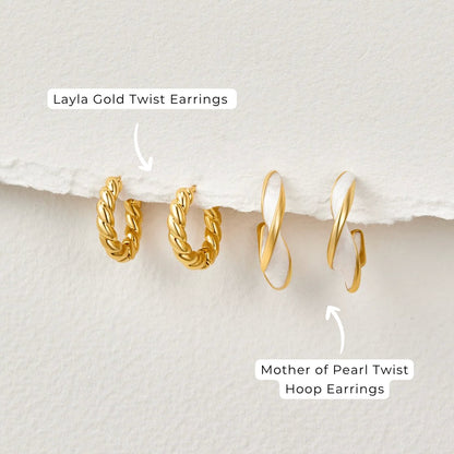 Maribelle – Mother of Pearl Twist Hoop Earrings