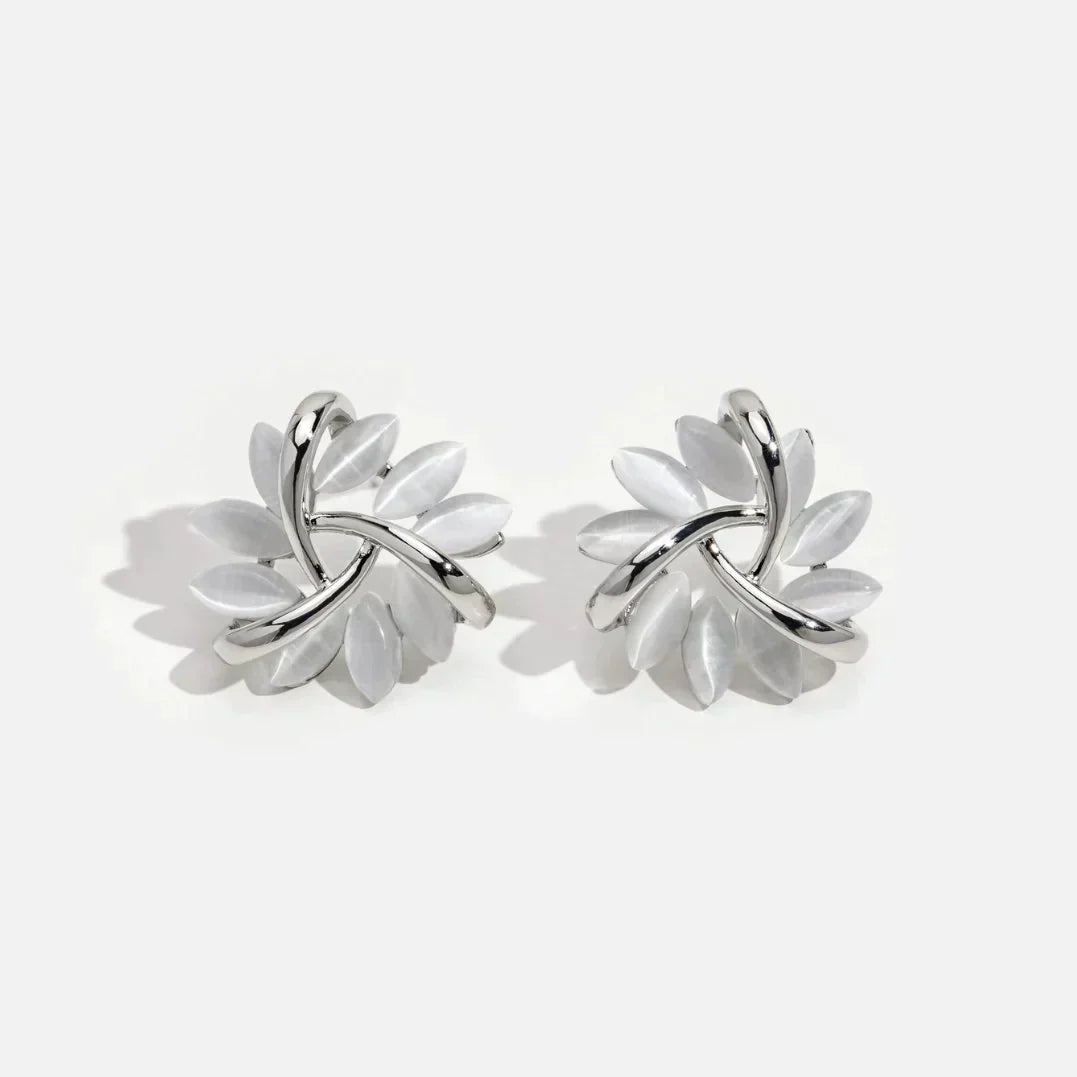 Celestina – Opal Moon-Petal Earrings