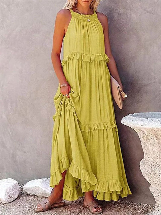 Celeste – Flowing Yellow Summer Maxi Dress